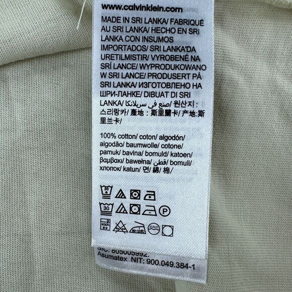 Calvin Klein Mens Striped Logo Short Sleeve Crewneck T-Shirt Beige S - Picture 4 of 4